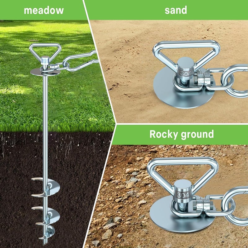TOMBABY Dog Tie Out Cable and Stake,with 30FT Heavy Duty Cable,360° Swivel Dog Anchor& Anti-Tangle,Dog Runner for Yard,Dog Stake Allows Dogs Up to 210 lbs, Dog Stakes for Outside Beach,Camping, Yard - Image 5